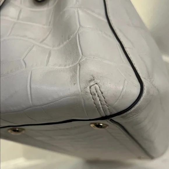 Coach Ivory Croc-Embossed Satchel - Picture 6 of 16